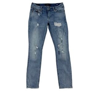 Lucky Brand Orta Lolita Skinny 2 / 26 Light Wash Embroidered Denim Blue Jeans